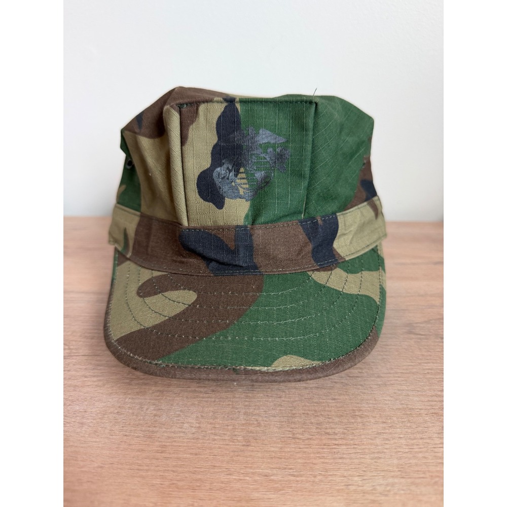 Vanguard USMC Utility Cap Woodland Camo EGA Military Hat XS Made in USA